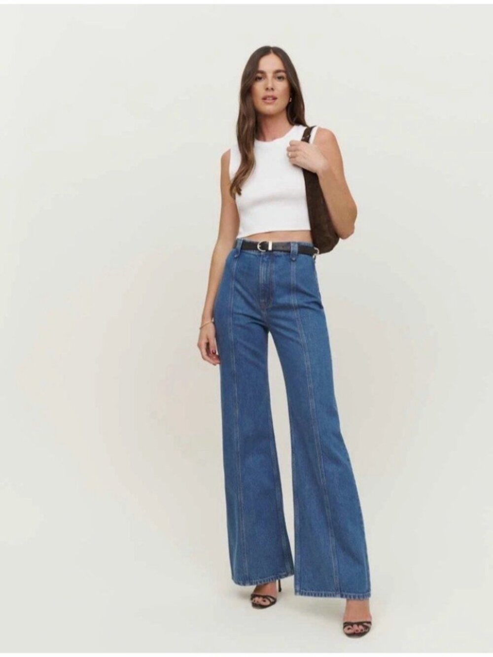 Reformation Blue High-Rise Wide-Leg Jeans